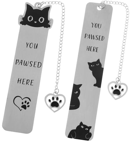2 stycken bokmärken katt, metallkatter bokmärken, personligt bokmärke för bokälskare, högkvalitativ gåva för kvinnor, födelsedag och jul, kattdesign med hänge
