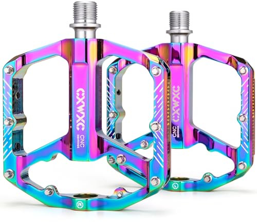 CXWXC Bicycle Pedals with Reflectors 9/16 Inch CNC Aluminium MTB Pedals Lightweight Non-Slip for Mountain Bike, City Bike, Road Bike