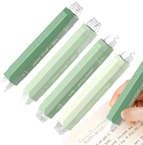 Generisch Lot de 4 rouleaux correcteurs blancs - 5,71 pouces ABS Roller Pen | Ruban adhésif double face pour école, bureau, bricolage, cahiers, scrapbooking, projets de bricolage, étudiants