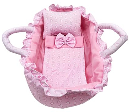 HGENAHGTF Portable Doll Bed for 12 Inch Baby Dolls Comfortable Bedding Polyester Fabric and Handles Imaginative Play Doll Cot