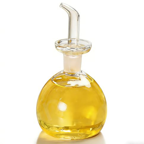 ELETON Cylindrical 16 oz Olive Oil Dispenser Bottle Glass with No Drip Spout -Olive Oil & Vinegar Dispenser Glass Cruet Decanter- Glassware Seal Handicraft Easy Clean Drip Free Bottles for Kitchen