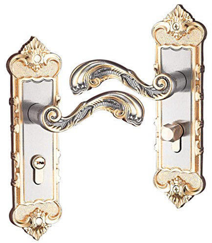 FLAMEER Entrance Long Backplate Lever Handle Door Set Modern Style Lock Hardware #6