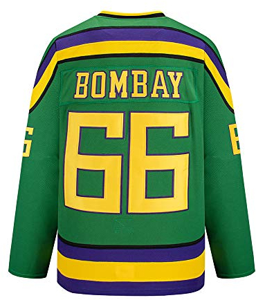 Yajun Gordon Bombay #66 Mighty Ducks Película Camisetas Hockey Jersey sobre Hielo NHL Hombre Ropa Respirable T-Shirt de Manga Larga,M