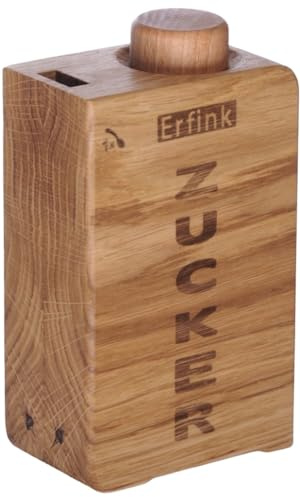 Erfink Zuckerdosierer aus Eichenholz ZUCKER 200 ml mit Dosierung 4 g Zucker, ca. 60 Portionen, Zuckerstreuer Zuckerdose Zuckerspender Gewürzdose Vorratsdose Holz