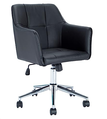 SVITA Jake Schreibtischstuhl mit Armlehnen Höhenverstellbar Drehstuhl mit Rollen Kunstleder Schwarz