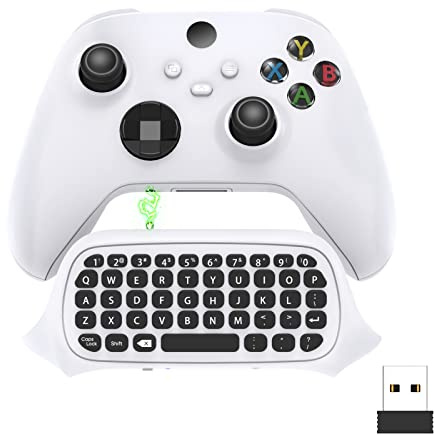 FASTSNAIL 2.4G USB Gamepad Keyboard Compatible With Xbox Series X/S/Xbox One/One S Controller, Headset Jack and 3.5mm Audio Jack, QWERTY Mini Digital Keyboard (White)