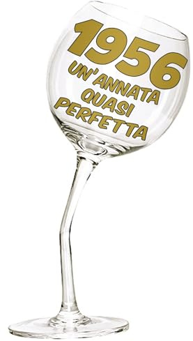 Bombo Bicchiere in Vetro Calice storto per compleanno 70 anni - 440 ml