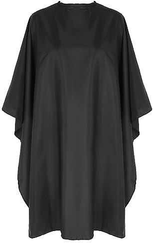 DIVINA VITAE Schwarzer Friseurumhang Professioneller Frisierumhang Wasserdichter Salon Haarschneideumhang mit Verstellbarem Klettverschluss Geeignet für Haarschneiden und Färben
