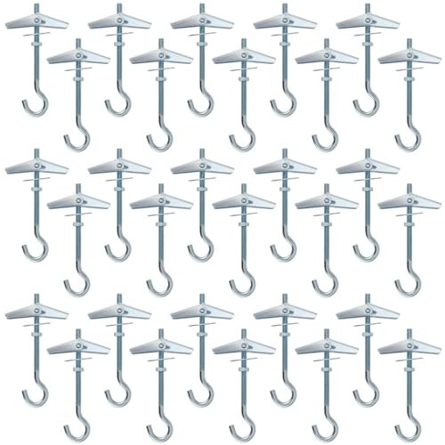 NAMYEUT MUKLEI Lot de 30 crochets à bascule en acier au carbone pour plaque de plâtre M5, crochets de plafond robustes pour plantes, 9 cm de long