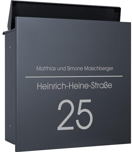 MOCAVI ZBox 111 Zaunbriefkasten anthrazit personalisiert mit Name und Hausnummer Durchwurf-Briefkasten Zaunmontage Entnahme hinten Designer-Postkasten NF70A Zaunpostkasten