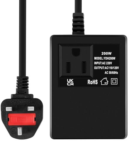 ROBMNE 200W Voltage Converter Transformer 220V to 110V AC Travel Voltage Transformer Converter UK Plug