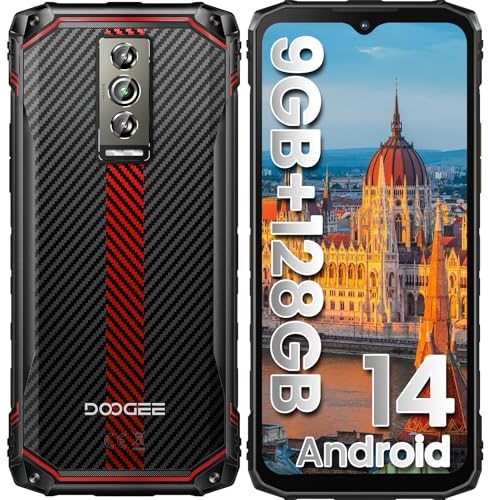 DOOGEE Blade 10 Telephone Portable Incassable Android 14, 9Go + 128Go TF2To Smartphone Incassable 2024, 6.56 HD+ Écran 90Hz, 5150mAh, 16MP+8MP Téléphone de Chantier, IP68/IP69K/3 Card Slots/OTG/2024