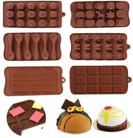 6 Pièces Moule Chocolat, Moule Silicone Chocolat, Moules de Cuisson Bricolage, Moules de Chocolat Réutilisables, Pour Fabrication de Gâteaux Faits à La Main, Bonbons, Chocolat, Glaçons