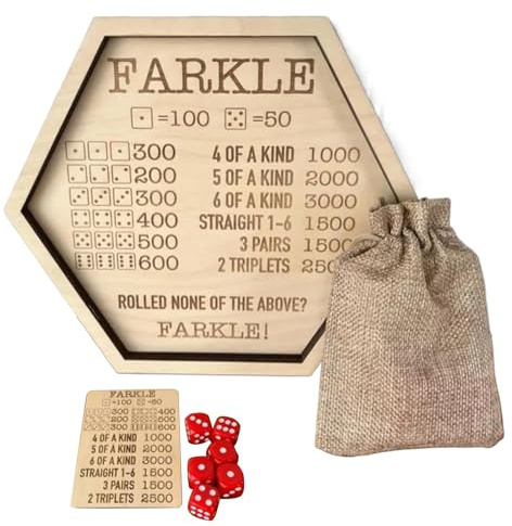 Genérico Bandeja De Dados Farkle, Juego Dados Farkle De 7.09 Pulgadas con 6 Dados, Juego De Dados Clásico Farkle, Juego Dados Farkle para Niños Adultos, Juego Farkle Familiar para Horas De Diversión