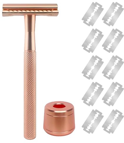Solara razors, Rasoir De Surete Femme, Rasoir Femme Metal, Rasoir De Sécurité Homme Et Femme Avec 10 Lames Rasoir Sécurité, Manuel Rasoir De Sécurité Pour Le Visage, Les Jambes, Les Aisselles