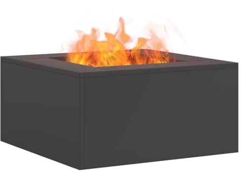 vidaXL Focolare Nero 60 x 60 x 30 cm Acciaio, Focolare da Esterno, Portatile e Rettangolare, Calore duraturo per Incontri, Stile Perfetto per patii