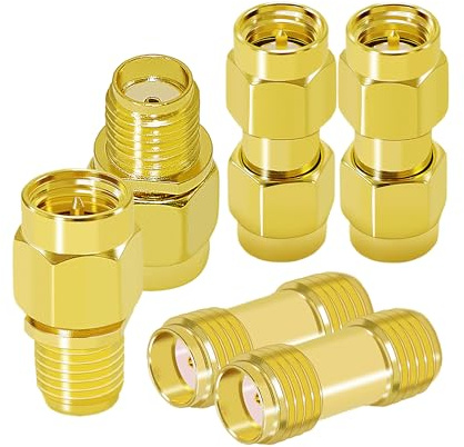 CNARIO Kit di 6 adattatori coassiali con connettore SMA maschio femmina, prolunga coassiale per drone FPV, audio, video, reti e antenna WiFi