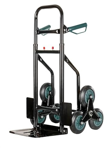 IlGruppone Carrello Portapacchi per Scale Pieghevole con 6 Ruote in Gomma Portatutto capacità Carico 150 kg Altezza Regolabile - Verde