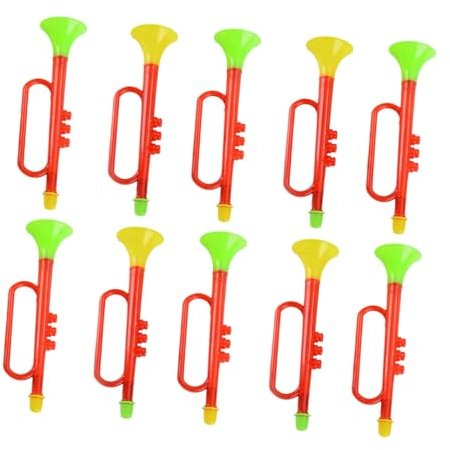 Gogogmee 10 Piezas de Trompeta de Plástico Juguetes de Trompeta Educativos Color Aleatorio Herramienta de Animación para Fiestas y Cumpleaños Material Seguro