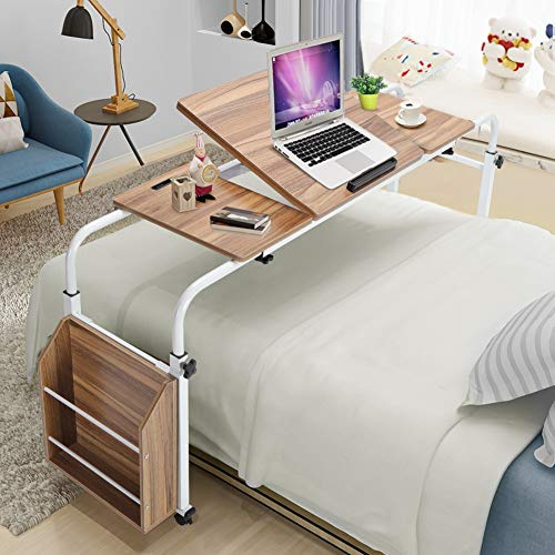 Dioche Chaise de Bureau d'hôpital Chariot Réglable pour Ordinateur Portable – Table d'écriture avec roulettes, Hauteur Réglable et Plateau Inclinable, mobilité Verrouillable, étagère de Rangement,