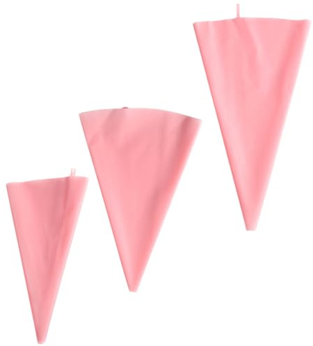 JOYOFREELY 3 Piezas Manga Pastelera de Silicona Rosa Claro Resistente para Decorar Pasteles, Reutilizable y Adecuado para Repostería Profesional y Casera
