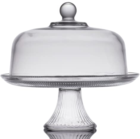 Chabrias Ltd 12 Footed Cake Stand with Dome Lid - Perfect for Afternoon Tea Platter, Cake Storage, and Rotating Display of Cupcakes and Party Platters, Afternoon Tea Stands