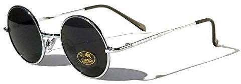 V.W.E. Kids Children Size Hippie Round Circle Lens Lennon Metal Sunglasses (Age 3-12) (Silver)