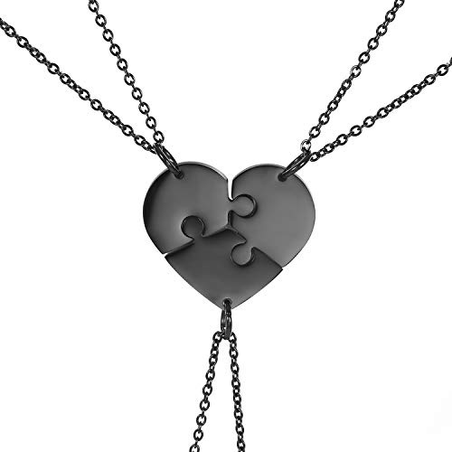 JewelryWe Smycken, 2 vänskapskedjor, av rostfritt stål, halsband med hjärt-/partnerhänge halsband med gravyr ”Love You” och livsträd, parhänge med kedja för kvinnor och män, anpassbara, Rostfritt stål