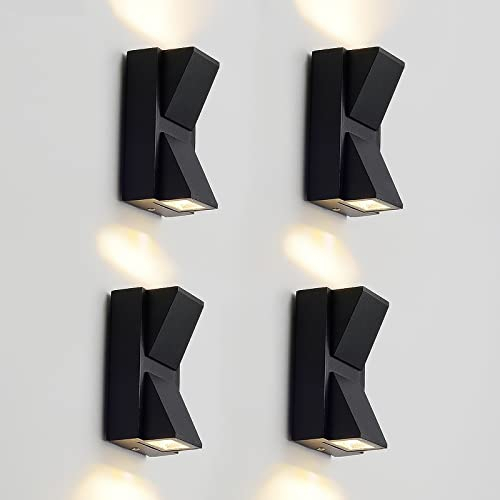 YNDD 4 Stück Außenlampe Aussenlampe Wand, Wandleuchte Aussen Wandlampe Wasserdicht IP65 Modern Außenwandleuchten, Aluminium Up and Down Leuchten Außen, Außenleuchte Aussenleuchte für Terrasse Treppen
