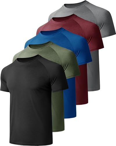 miijoory 3, 5 eller 7-pack sport t-shirts män, funktionell skjorta, sportskjorta, snabbtorkande ventilerande fitnessskjorta, träningströja, herr, löpartröja, kortärmad