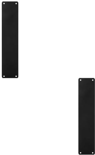 2 Pack - Plain Door Finger Plate 350 x 75mm - Matt Black Steel Push Plate