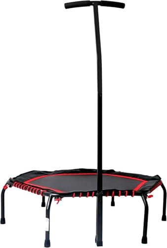 Fitness Trampolin 126 cm Haltestange sehr leise Dank Gummiseilfederung bis 120 kg hochwertiges Sprungtuch super Sprungdynamik Jumping Fitness