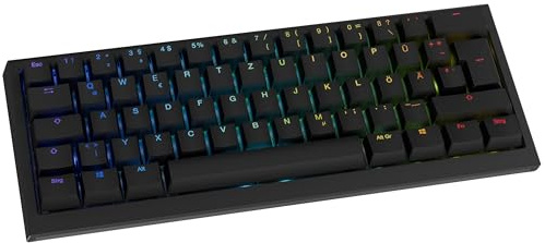 Ducky One X Mini Wireless Gaming Tastatur Schwarz – 60%, Induktive Switches, Tri-Mode-Konnektivität USB-C, 2.4GHz, Bluetooth, Rapid Trigger, Einstellbare Auslösung, RGB, ISO deutsch