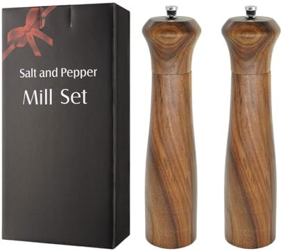 Elegante juego de molinillo de sal y especias de madera con molinillo de cerámica ajustable para entusiastas de la cocina