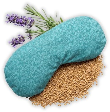Yosana Cuscino per occhi con semi di lino e lavanda, rivestimento in cotone lavabile, maschera per gli occhi per il relax durante yoga, meditazione e SPA, cuscino aromatico caldo e freddo (petrolio)