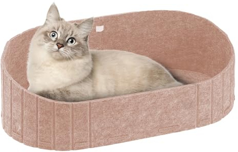 LUPATDY Kattsäng, filt kattkorg inomhus, stor kattsoffa 60 x 33,5 cm, hundsäng av filt, gosig säng fyrkantig kattsäng för små hundar, katter, kaniner (ljusbeige)