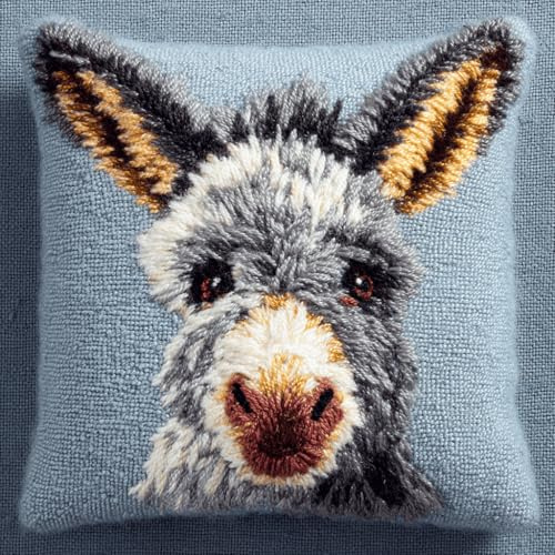 Taxpy Knüpfkissen Set Kreatives Knüpfen-Esel Komplettset Mit Bunter Wolle -Diy Kissen Für Anfänger Knüpfset Für Erwachsene Oder Kinder Geschenke Sofadekoration 43 X 43 Cm
