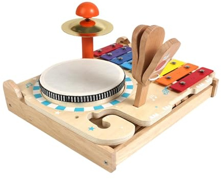 Générique Enfant Tambour Instrument Percussion Bois Jouet Musical Éducatif Sensoriel Multifonction Favorise Apprentissage Rythme Développement Convient Aux , Style A
