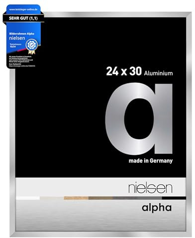 nielsen Alpha Polished Silver Aluminium Picture Frame - 24x30cm - with Float Glass and Easy Push-Turn Clips - For Photos and Art
