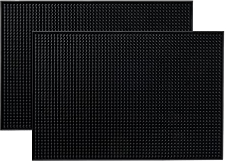 BARsics PVC-Bar-Service-Matte für Cocktail-Barkeeper, 45,7 x 30,5 cm, Schwarz, 2 Stück