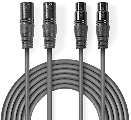 Nedis - Balanced Audio-Kabel - 2X XLR 3-Pin Stecker - 2X XLR 3-Pin Buchse - Vernickelt - 5 m - rund - PVC - Dunkelgrau