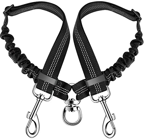 SlowTon Doppelleine für 2 Hunde - Verstellbar, 360° Drehbar, Keine Verwicklung, Mit Reflektierenden Elementen für Mittel und Große Hunde