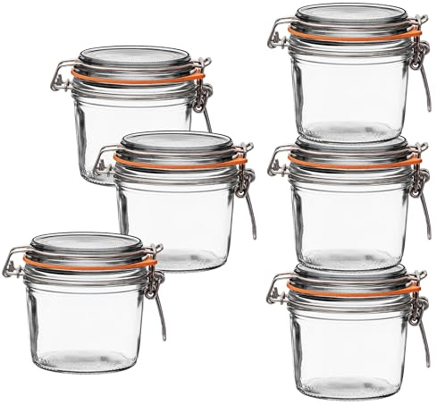 Le Parfait 350ml / 12 oz Glass Storage Jars with Lids – 6 Pack French Preserving Jars, Airtight, Oven & Freezer Safe, BPA-Free, Made in France