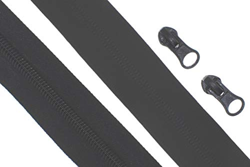 zipworld Endlos - Reißverschluss Reißverschlüsse meterware 5 Meter + 10 Zipper (Wasserdicht 7mm - matt)