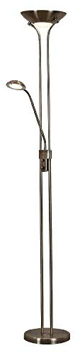 Searchlight 5430AB LED Antique Brass Mother & Child Double Dimmer Floor Lamp | 18W Dimmable 1600 Lumen 3000k Warm White | Adjustable Reading Light | Car Air Freshener Promo