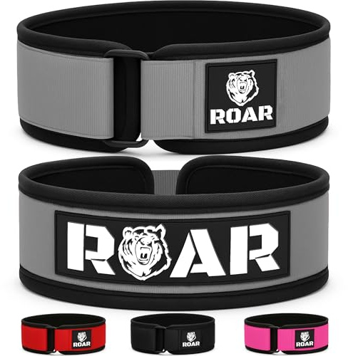 Roar® Cintura Palestra Uomo, Cintura Powerlifting, Cintura Bodybuilding, Cintura Pesi, Cintura Sollevamento Pesi,Cintura da Palestra,Cinta Powerlifting, Cintura per Pesi, Fitness Belt (Grigio, XS)