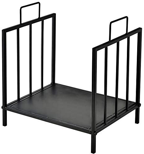 Outsunny Estante de Leña para Chimenea 44,5x33x46,5 cm Tradicional Leñero Interior y Exterior Almacenaje para Madera Soporte para Leña con Asas Diseño Elevado Negro