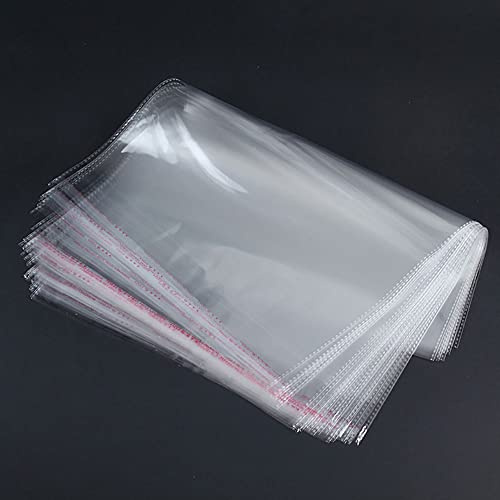 Bolsas de celofán transparente autoadhesivas, 100 unidades, bolsas de plástico autoadhesivas, resellables, bolsas de exhibición, 24 x 35 cm