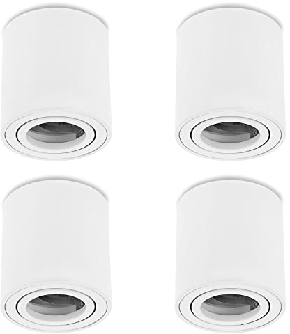 Sweet Led Aufbaustrahler GU10 Aufbauspot rund Deckenspots weiß matt Aufbauleuchte aus Aluminium Deckenstrahler schwenkbar Aufputz 230V Deckenleuchte 4er Pack