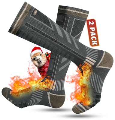 2 Pares Calcetines Esqui Lana Merino Para Hombre, Mujeres Y Jóvenes, Calcetines Altos De Compresión Para Snowboard Calcetines Termicos Frio Extremo Gruesos Hasta La Rodilla Para Clima Frío Talla 35-51